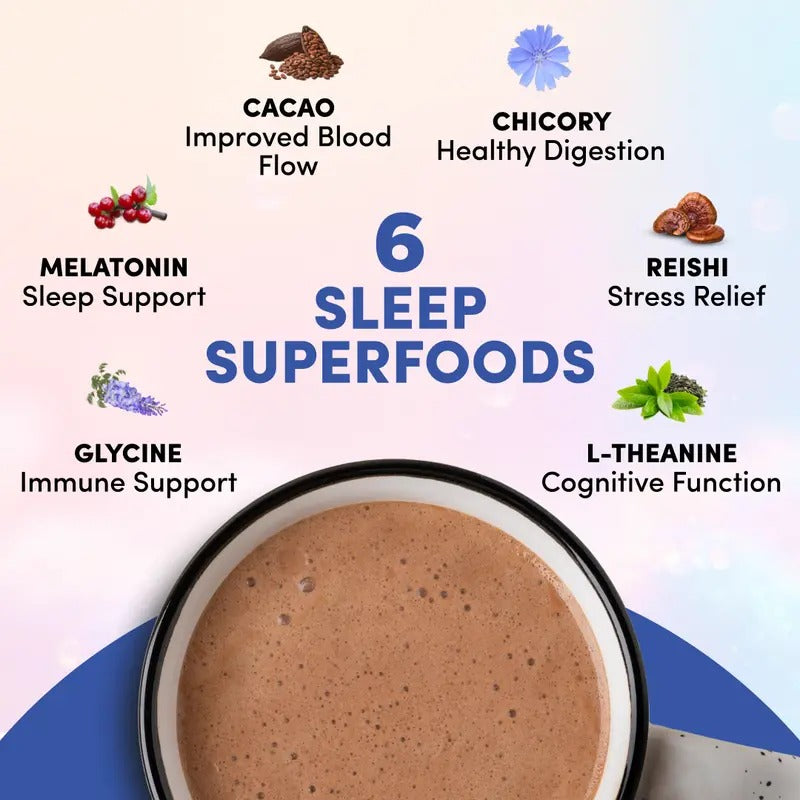RYZE Mushroom Hot Cocoa with Melatonin – Sleep Support Supplement for Relaxation & Deep Rest