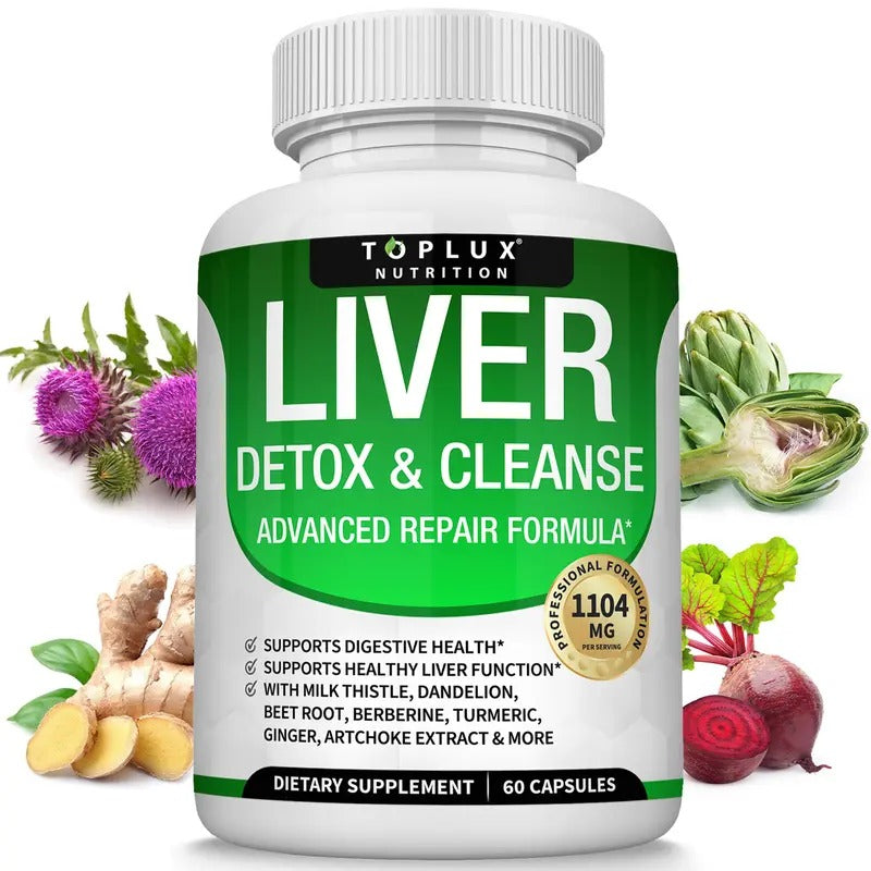 Toplux Liver Cleanse Detox & Repair Supplement – Natural Liver Detox & Repair for Overall Health Support – 60 Capsules