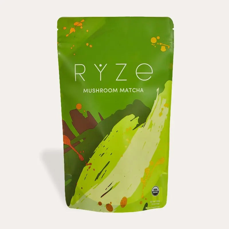 RYZE Mushroom Matcha, USDA Organic with 6 Adaptogenic Mushrooms and Ceremonial-Grade Japanese Matcha for Energy, Focus, Digestion, Immunity with Turkey Tail, Shiitake, Lion's Mane, Reishi, 30 servings