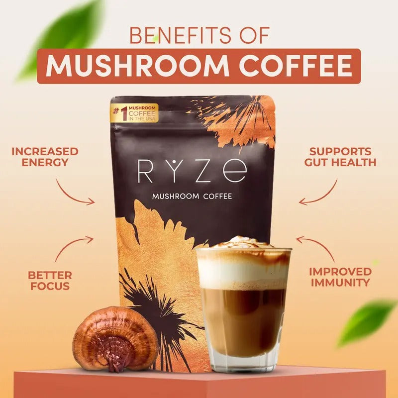 RYZE Day + Night Bundle, Mushroom Coffee + Hot Cocoa, 6 USA Grown Adaptogenic Mushrooms and MCT Oil for Better Energy, Focus, Digestion, Immunity and Sleep, 30 + 20 servings