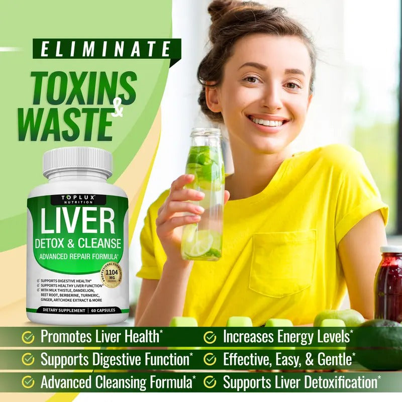 Toplux Liver Cleanse Detox & Repair Supplement – Natural Liver Detox & Repair for Overall Health Support – 60 Capsules