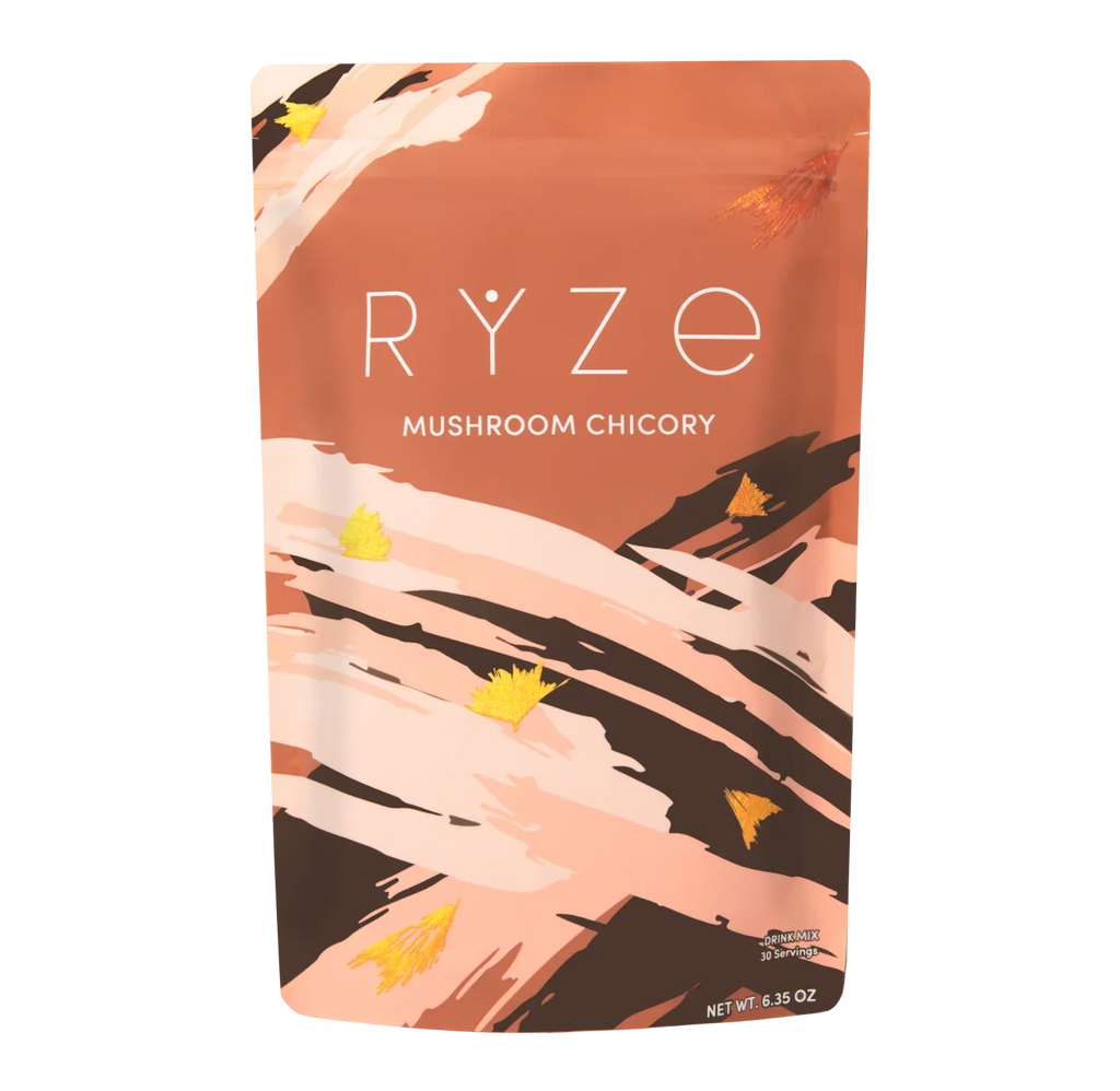 RYZE Mushroom Chicory Coffee – Caffeine-Free Organic Coffee Alternative with 6 Adaptogenic Mushrooms – Keto-Friendly for Energy, Focus & Gut Health – 30 Servings