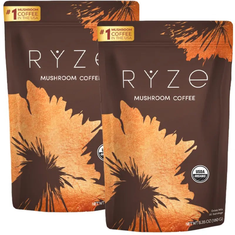 RYZE mushroom coffee starter kit organic 60 servings USA