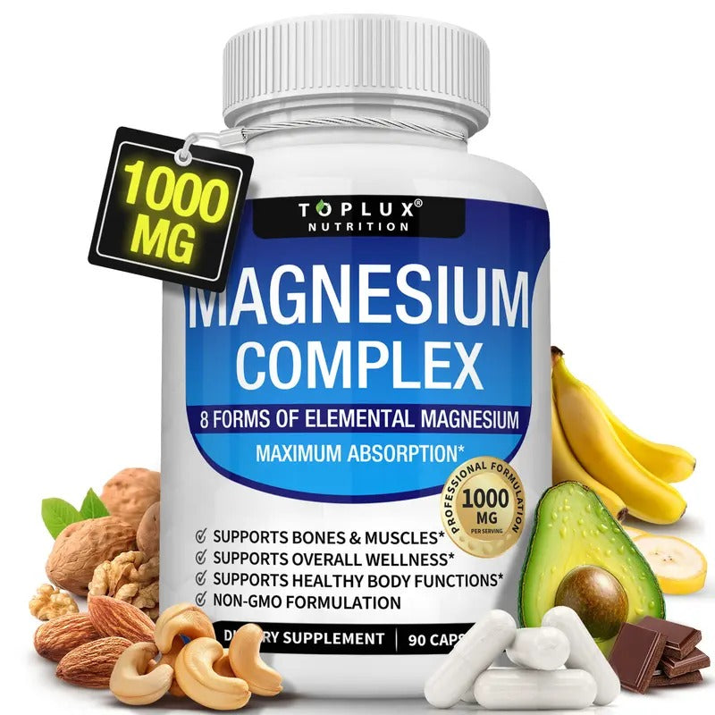 Toplux Magnesium Complex 1000mg - 8 Magnesium Types for Stress Relief & Muscle Function