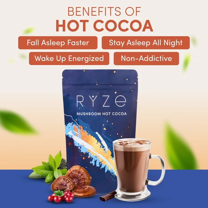 RYZE Day + Night Bundle, Mushroom Coffee + Hot Cocoa, 6 USA Grown Adaptogenic Mushrooms and MCT Oil for Better Energy, Focus, Digestion, Immunity and Sleep, 30 + 20 servings
