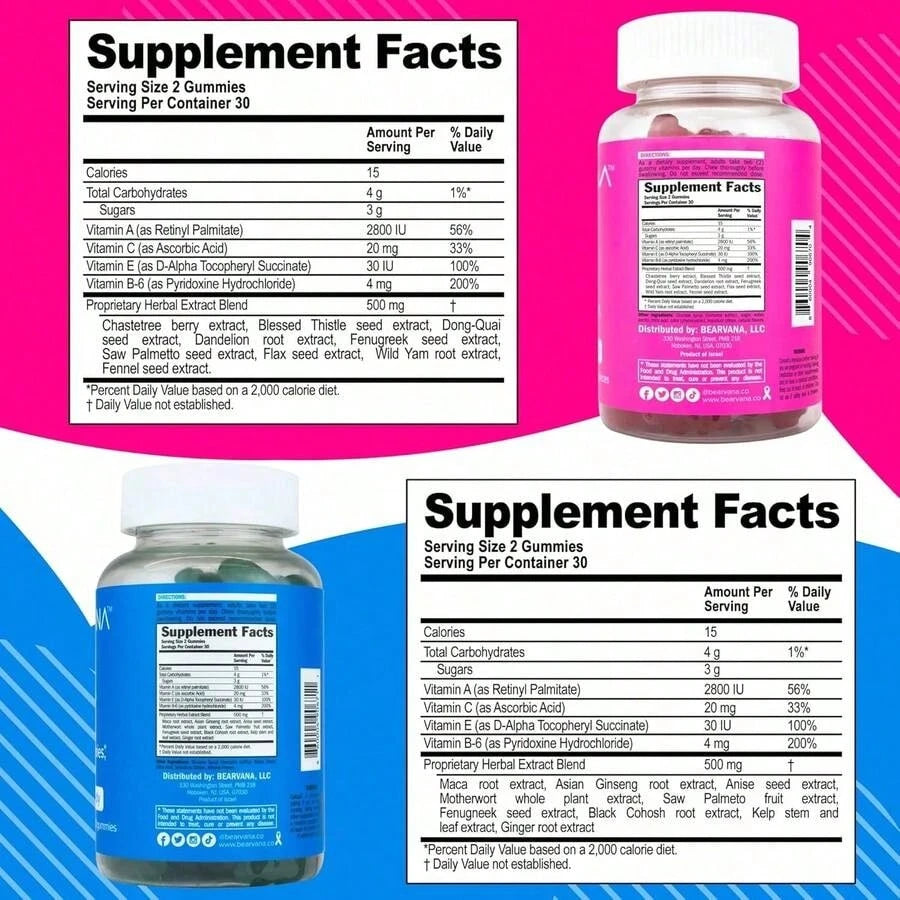 BEARVANA Berry Gummies For Women - All-In-One Nutrition | Herbal Boost Multivitamin With Daily Fitness Support | 2-Pack Value With Free Shipping