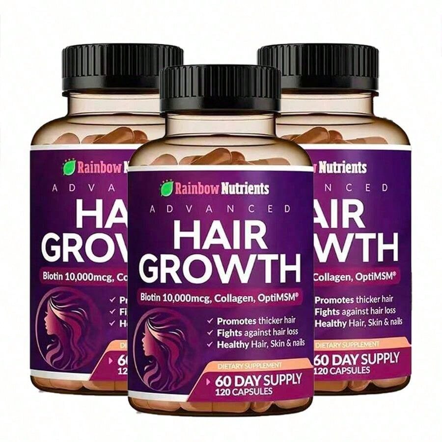 Miriyalyad 24-In-1 Advanced Hair Growth Vitamins Biotin 10,000mc9,Collagen,Patented OptiMSM, GoMCT,Saw Palmetto Naturally Regrow Stronger & Healthier Hair, Skin And Nails Stops Hair Loss 60 Day Supply