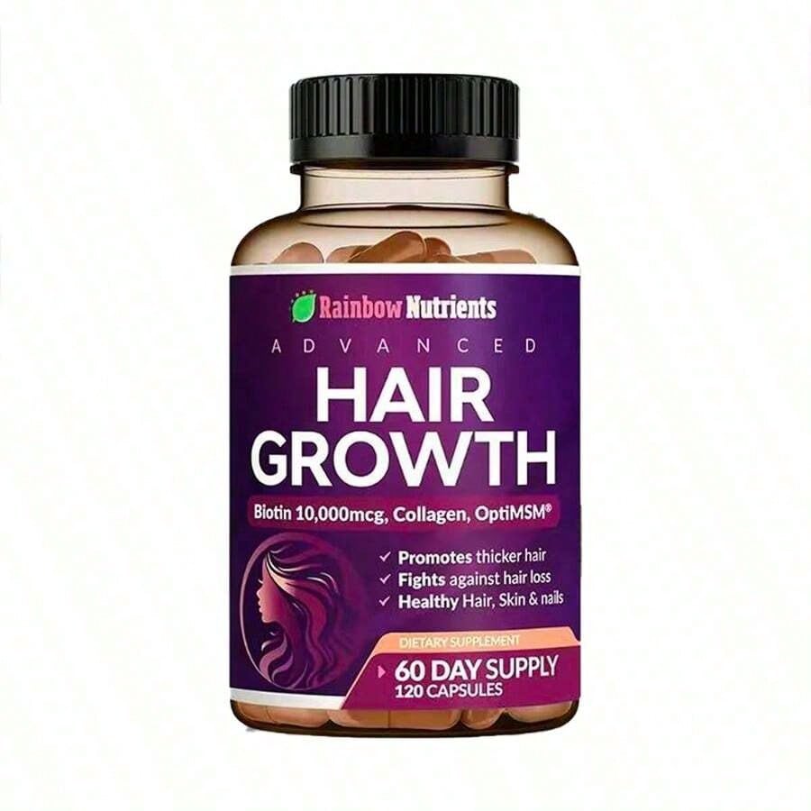 Miriyalyad 24-In-1 Advanced Hair Growth Vitamins Biotin 10,000mc9,Collagen,Patented OptiMSM, GoMCT,Saw Palmetto Naturally Regrow Stronger & Healthier Hair, Skin And Nails Stops Hair Loss 60 Day Supply