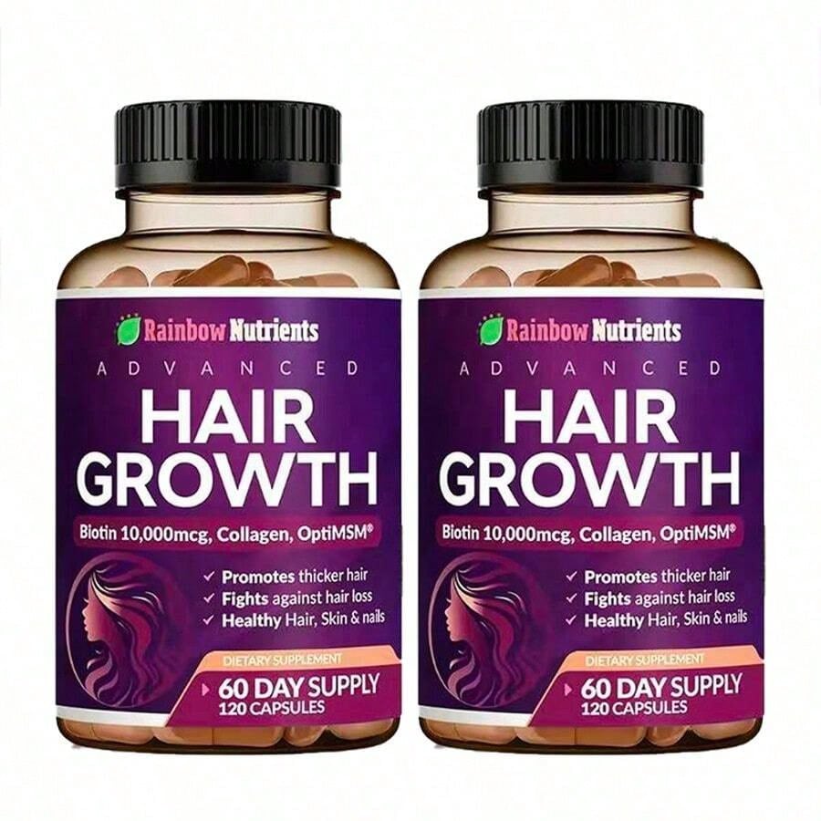 Miriyalyad 24-In-1 Advanced Hair Growth Vitamins Biotin 10,000mc9,Collagen,Patented OptiMSM, GoMCT,Saw Palmetto Naturally Regrow Stronger & Healthier Hair, Skin And Nails Stops Hair Loss 60 Day Supply