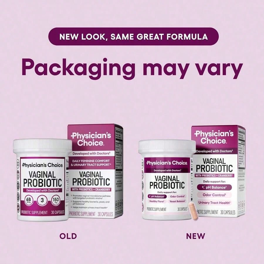 Physician's CHOICE Probiotics For Women - PH Balance, Odor Control, Yeast Balance, Flora & Feminine Health - 6B CFU With Organic Prebiotics And Cranberry Extract - 30 CT