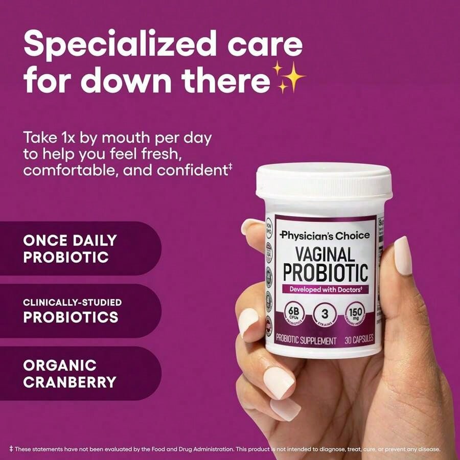 Physician's CHOICE Probiotics For Women - PH Balance, Odor Control, Yeast Balance, Flora & Feminine Health - 6B CFU With Organic Prebiotics And Cranberry Extract - 30 CT