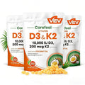 VEV Vitamin D3 K2 10000 , 300 Virgin Coconut Oil Softgels, 2 In 1 Vitamins Supplement D & K, Dietary Supplemental Pack, Free Shipping, Daily Health Care, For Women