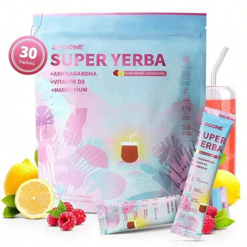 Zooone Super Yerba Mate Instant Tea – Raspberry Lemonade, 30 Servings