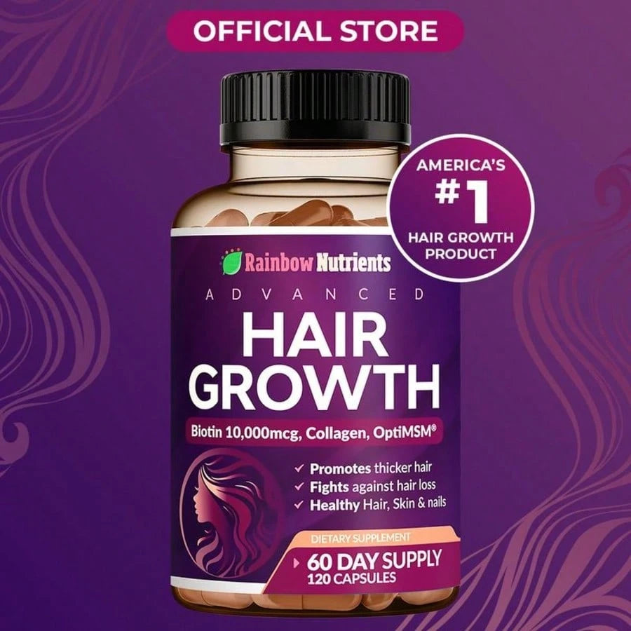 24-In-1 Advanced Hair Growth Vitamins | Biotin 10,000mcg, Collagen, Patented OptiMSM, GoMCT, Saw Palmetto | Naturally Regrow Stronger & Healthier Hair, Skin And Nails | Stops Hair Loss | 60 Day Supply