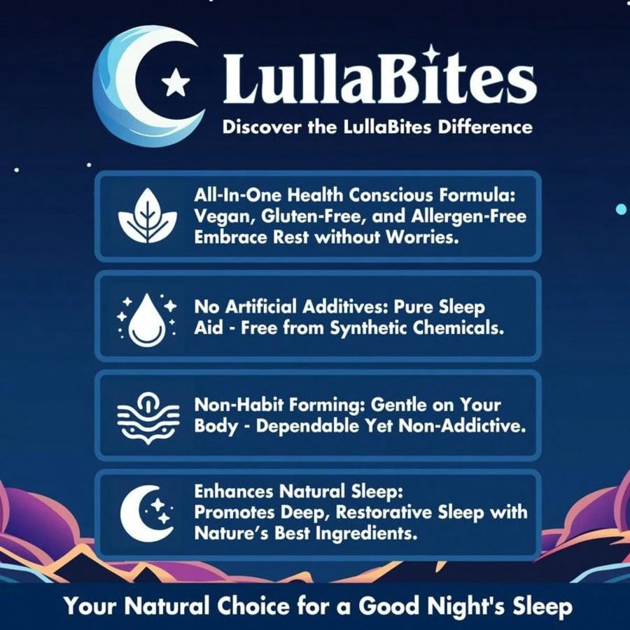 LullaBites Natural Sleep Gummies - 30 Servings -Sweet Strawberry Stars (Melatonin Free)