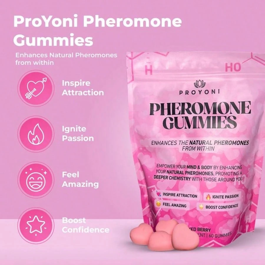 ProYoni Pheromone Gummies - Enhances Your Natural Pheromones From Within - 60 Count Mixed Berry Flavor