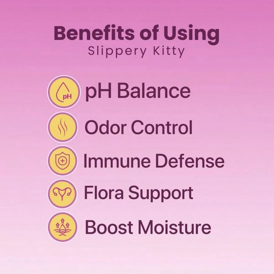 Slippery Kitty Feminine Probiotic + Moisture Gummies - All In One Solution With Slippery Elm 60 Count Pineapple Flavor