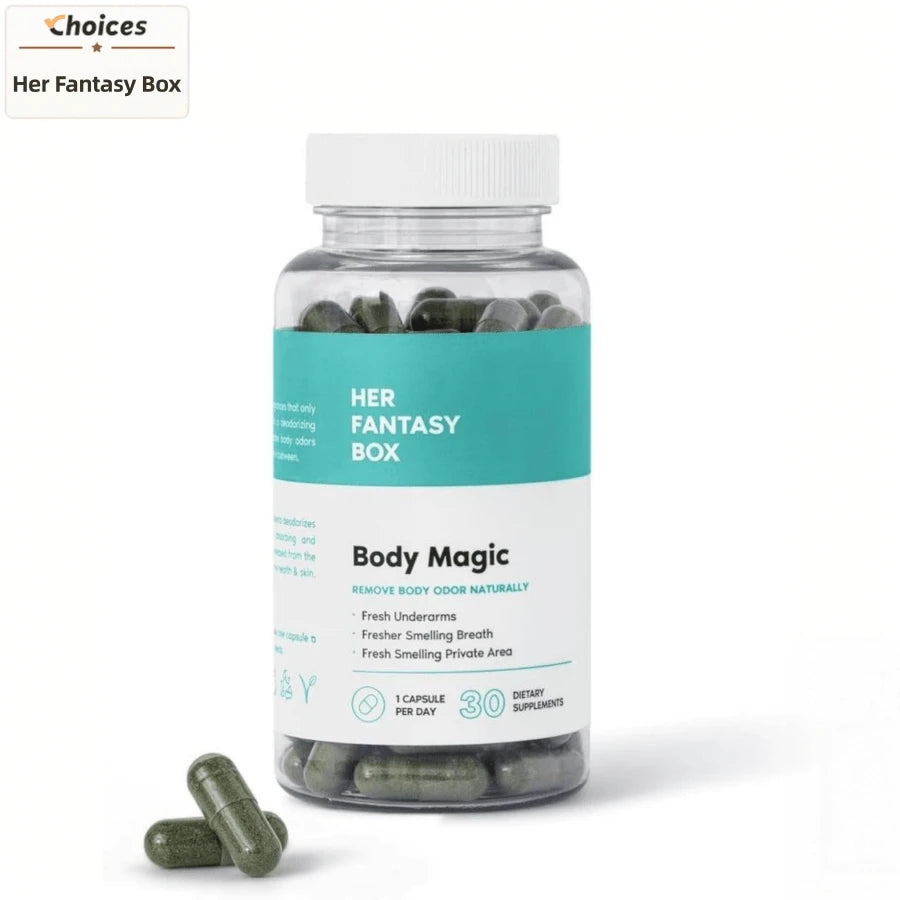 BodyMagic Body Deodorizing Supplement – Eliminate Underarm, Breath & Intimate Odor From, Vegan, 30 Capsules