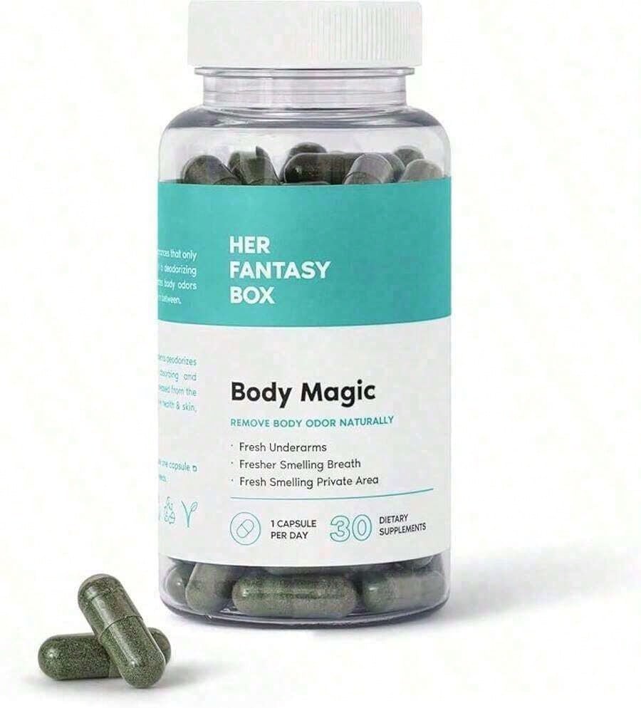 BodyMagic Body Deodorizing Supplement – Eliminate Underarm, Breath & Intimate Odor From, Vegan, 30 Capsules
