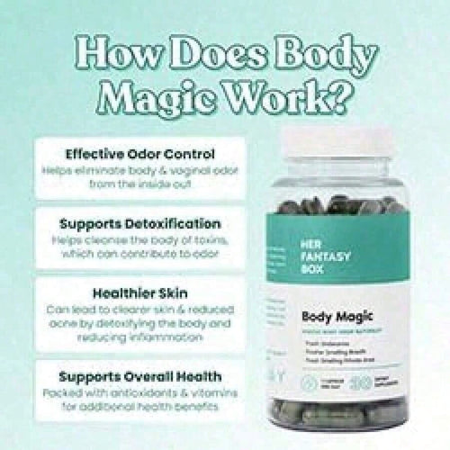 BodyMagic Body Deodorizing Supplement – Eliminate Underarm, Breath & Intimate Odor From, Vegan, 30 Capsules