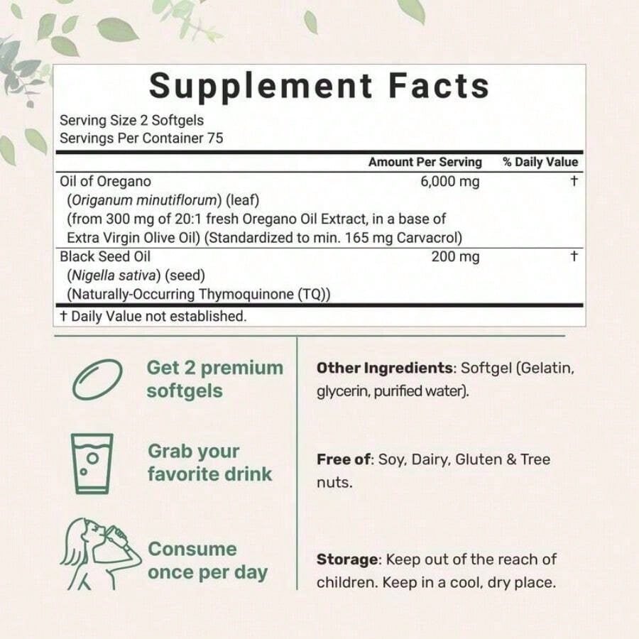 MicroIngredients Oregano Oil With Black Seed Oil 3 Pack | Natural Daily Wellness Supplement, Immune Boost, Digestive Support, Vegan