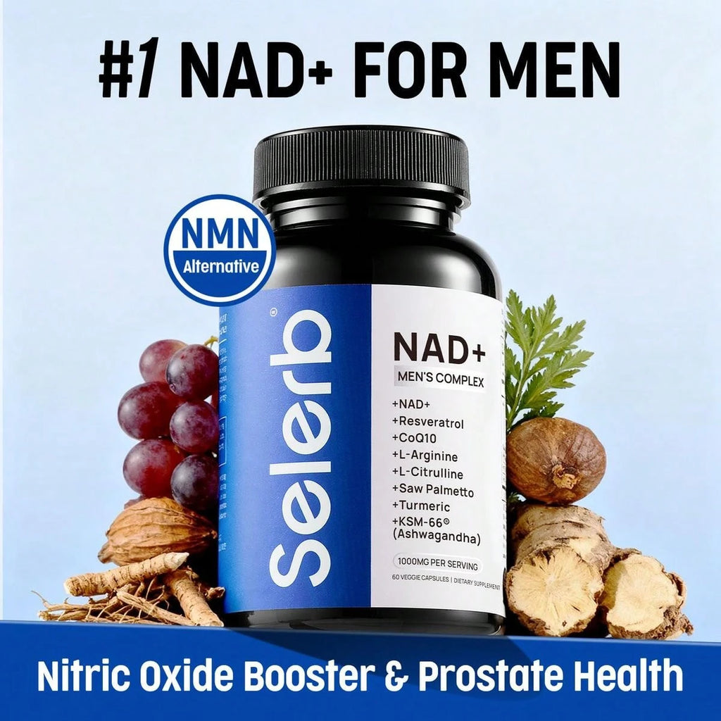 Selerb NAD+ Supplement For Men – With Liposomal-NAD+,CoQ10, L-Carnitine, L-Arginine, Maca & Ashwagandha – Energy, Circulation & Prostate Support – 60 Capsules TikTokShopBlackFriday