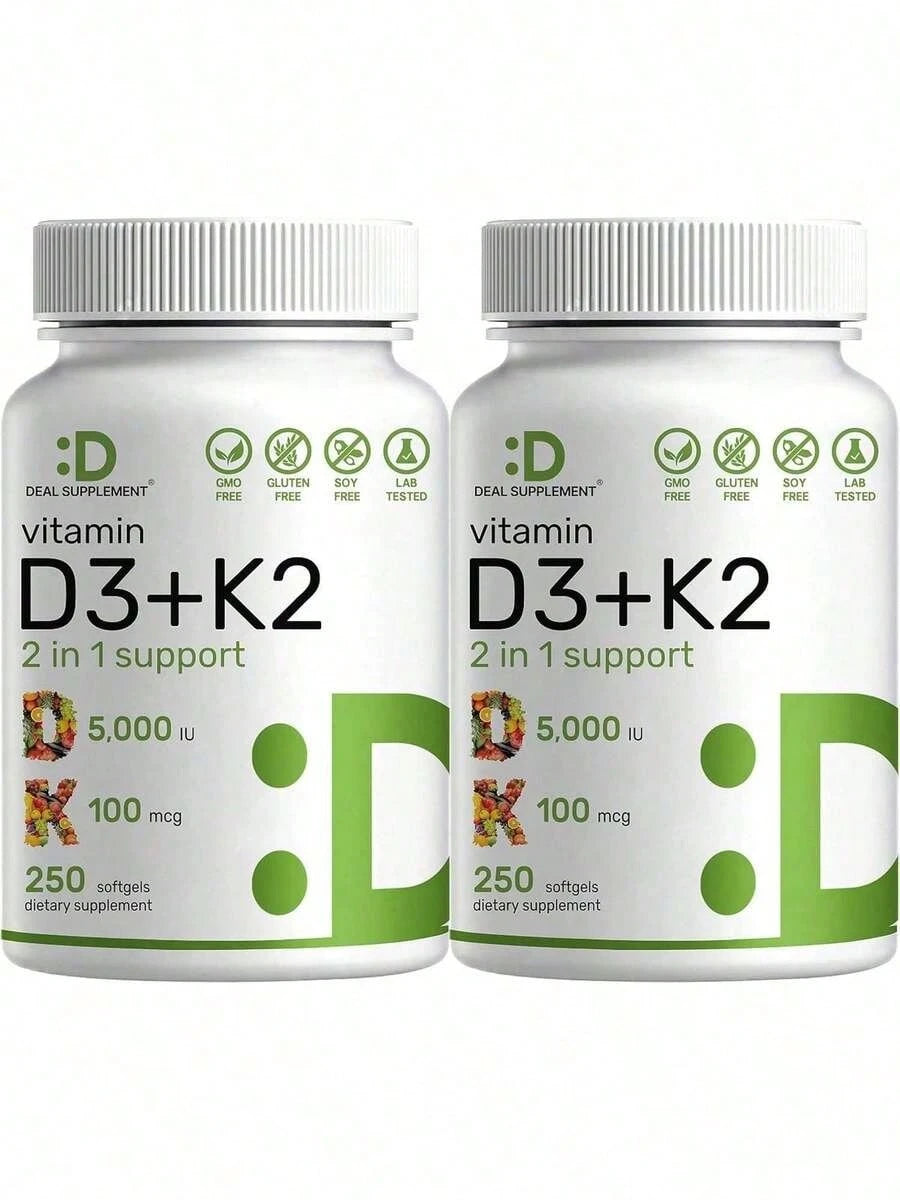Vitamin D3 5000 I.U + K2 100mcg 2-Pack | Immune & Bone Support For Mom