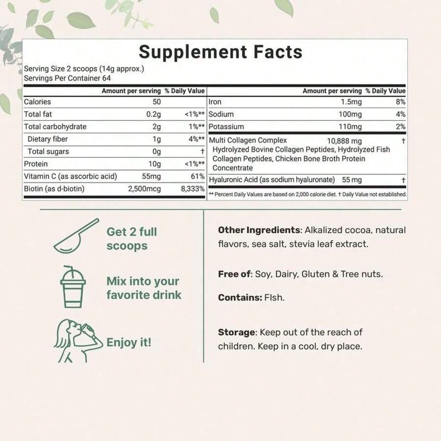 Minimal- Multi Collagen Peptides Powder - Hydrolyzed Protein Peptides (Type I,II,III,V,X) With Hyaluronic Acid, Biotin & Vitamin C Unflavored