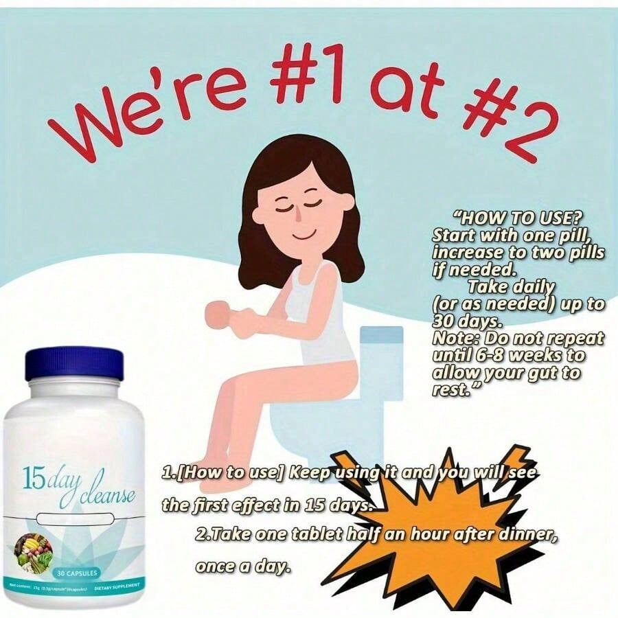 Weight Loss Products 15 Day Cleanse Gut And Colon Support | Caffeine Free | Advanced Formula With Cascara Sagrada, & Psyllium Husk | 1 Bottle Of 30 Capsules