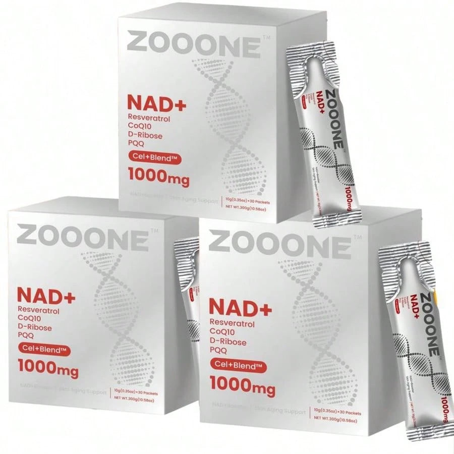 ZOOONE 1000mg NAD+ Berry Flavor Drink Mix For Skin Aging Support, Energy, And Focus - 30 Pack -