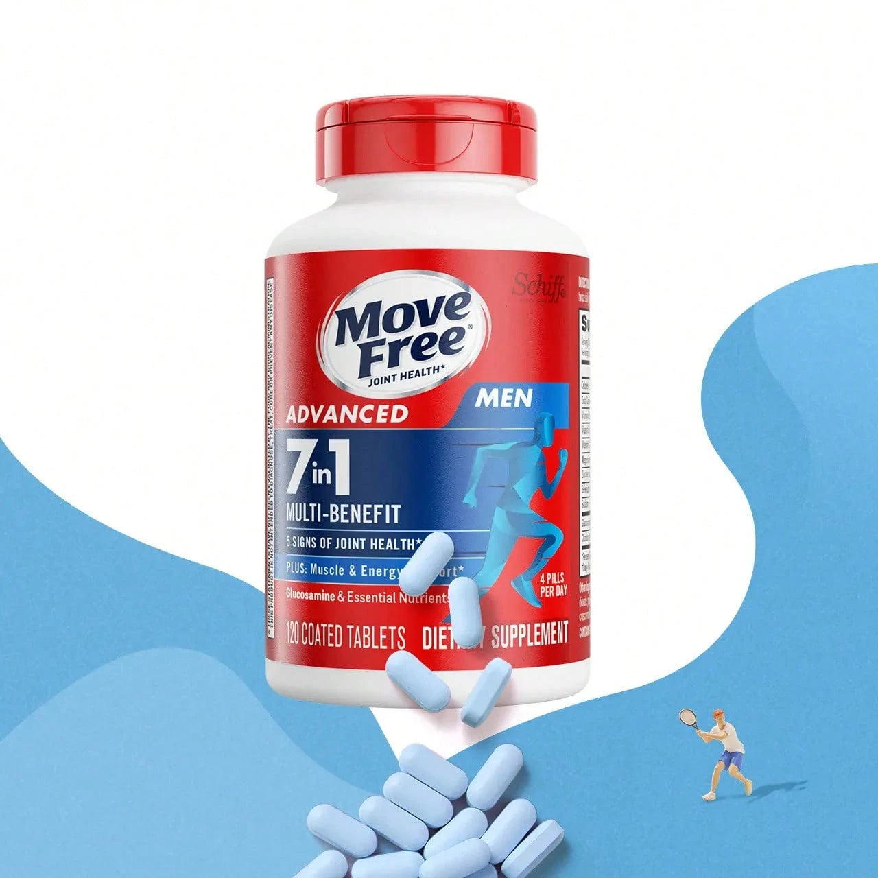 [Joint Health]Move Free Men's Advanced 7-In-1 Supplement | Glucosamine & Essential Nutrients For Joint, Muscle & Energy Health, 120ct