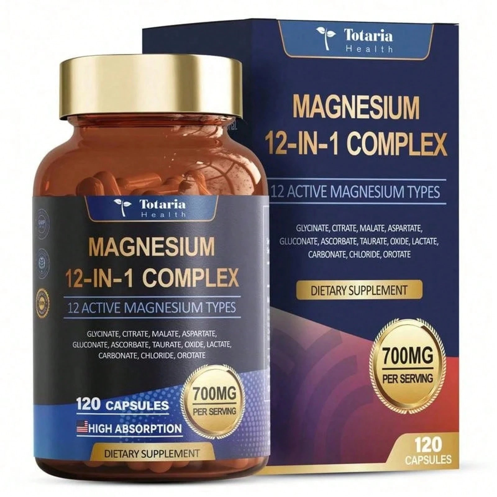12-In-1 Magnesium Complex 700mg - Supplement With Glycinate Citrate Malate Oxide Taurate Aspartate Orotate, Vegan Capsules For Muscle, Heart, And Relaxation Support