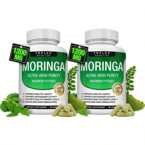1200mg Moringa Capsules -Pure MoringaPowder For Lmmune, Gut Health Rich In EssentialVitamins, Minerals & Plant Protein TosupportEnergy, Wellness & Vitality 90 Capsules Natural Formula