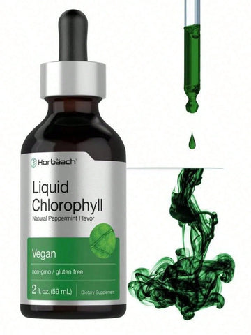 Horbäach Liquid Chlorophyll Drops| 2 Oz| Vegan, Non-GMO, And Gluten Free Formula| Natural Peppermint Flavor