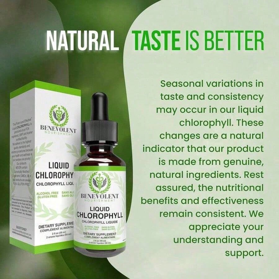 Liquid Chlorophyll Drops (4 Month Supply) Healthcare Supplement - Natural Deodorant And Detox - Gut Support Healthcare Liver