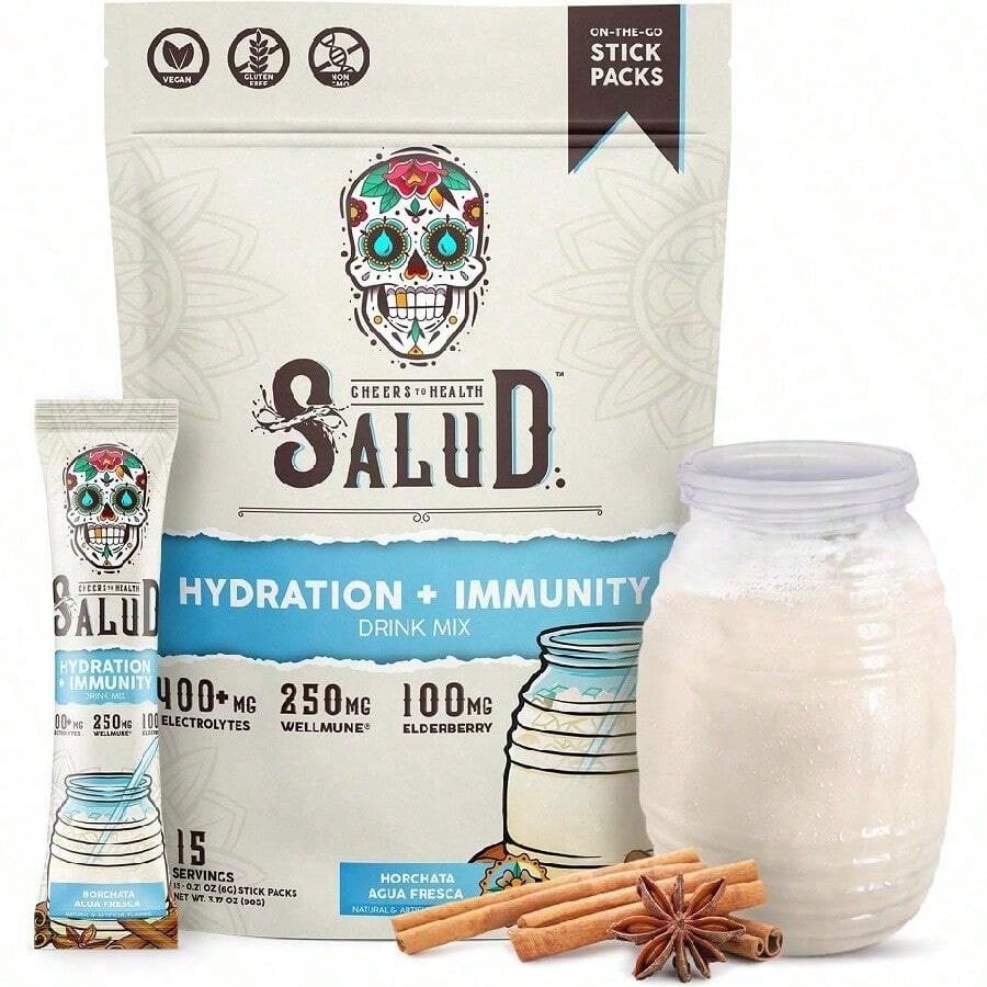 Salud 2-In-1 Hydration + Immunity Electrolyte Powder – Horchata Agua Fresca (15 Servings)