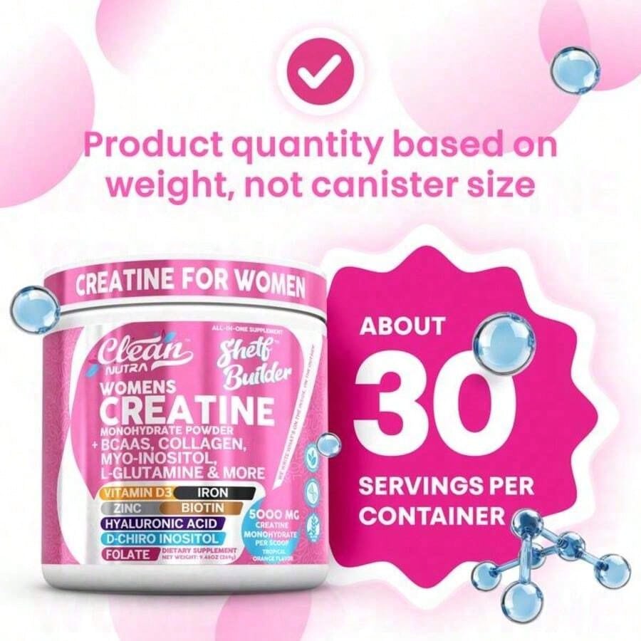 Women's Creatine Monohydrate Powder With BCAAs, Collagen, Myo-Inositol, L-Glutamine, & More For Optimal Wellness & Beauty Support – Shelf Builder