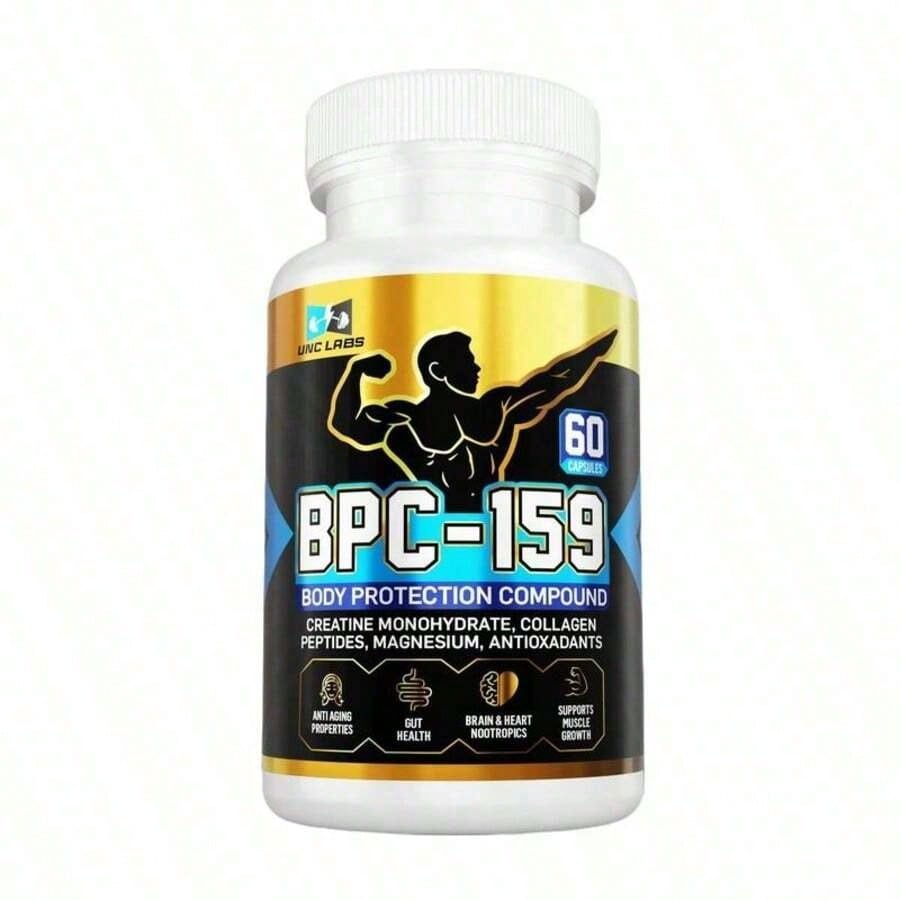 BPC-159 Peptide Capsules- BPC-157 Blend With Creatine Monohydrate, Collagen Peptides & Magnesium Gluten Free | 60 Capsules