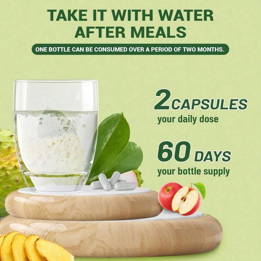 BUPORAI Soursop Shilajit Sea Moss Lion's Mane - Has Natural Antioxidant Properties To Boost Immunity And Support Cell Regeneration - 120pcs