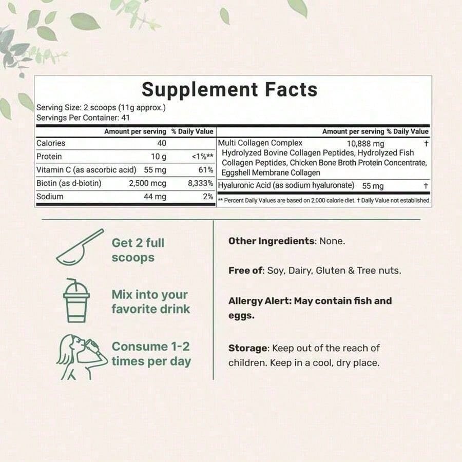 Miriyalyad Multi Collagen Peptides Powder, 16oz | Full Spectrum Type I, II, III, V, X + Biotin, Hyaluronic Acid, & Vitamin C | Unflavored | Keto & Paleo Friendly | Non-GMO[Free Shipping ]