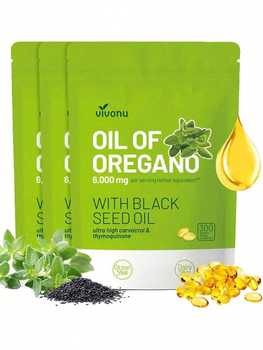 Oil Of Oregano Softgels With Black Seed Oil| Organic Formula With Carvacrol & Thymoquinone| Immune & Respiratory Support| Non-GMO|300 Capsules