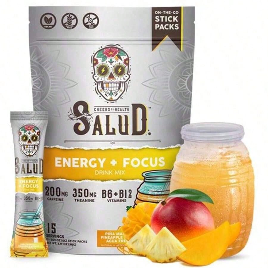 Salud 2-In-1 Hydration Packets + Immunity Electrolytes Powder, Piña Colada - Agua Fresca Drink Mix, Elderberry, Dairy & Soy Free, Non-GMO, Gluten Free, Vegan, Low Calorie, 1g Sugar (15 Servings)