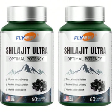 Shilajit For Men Women, Shilajit With Naturally Fulvic Acid & L-Arginine, Himalayan Shilajits For Extra Power, Stamina & Immune Support, Non-GMO, Made In USA, 60 Capsules, 1,300mg Per Serving