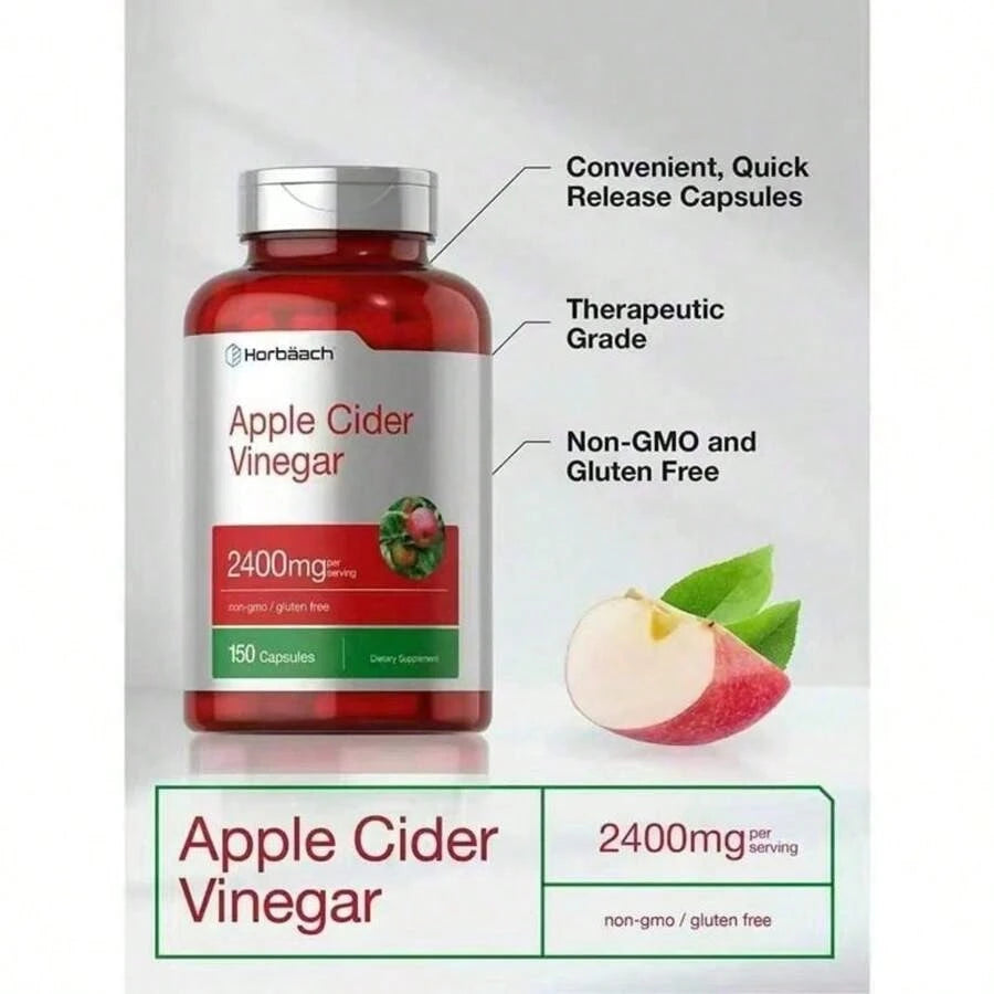 Apple Cider Vinegar 2400mg 150Caps Fitness Health Supplement