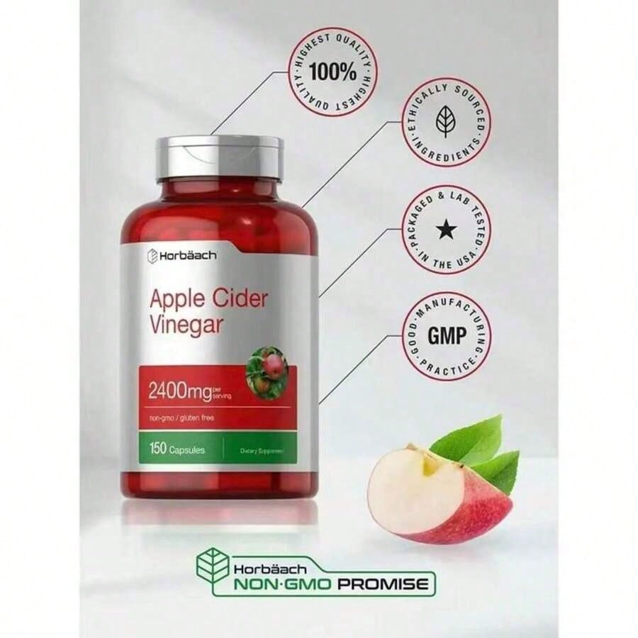 Apple Cider Vinegar 2400mg 150Caps Fitness Health Supplement