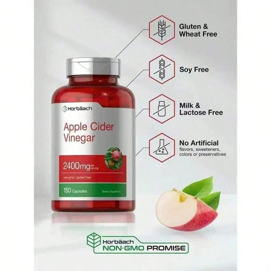 Apple Cider Vinegar 2400mg 150Caps Fitness Health Supplement