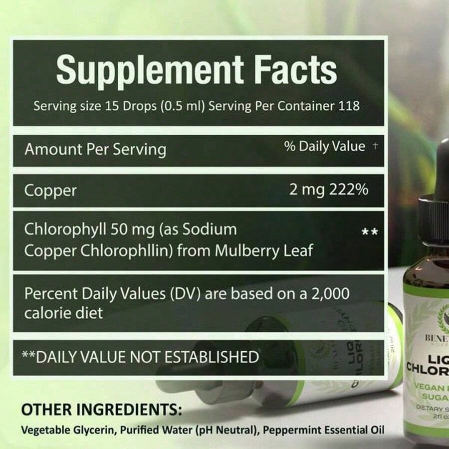 Miriyalyad Chlorophyll Supplement, Detox & Immune Support, Internal Deodorizer - Liquid Drops, Natural Mint Flavor, 4 Month Supply, 59ml[Free Shipping ]