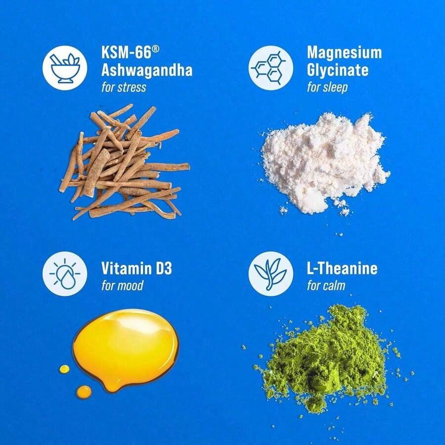 Nello SuperCalm Powdered Drink Mix – Cortisol Support, Sleep Aid Supplement With Magnesium Glycinate, L-Theanine & KSM-66 Ashwagandha, Vitamin D3, No Sugar, Non-GMO, Strawberries & Cream, 20 Packets*