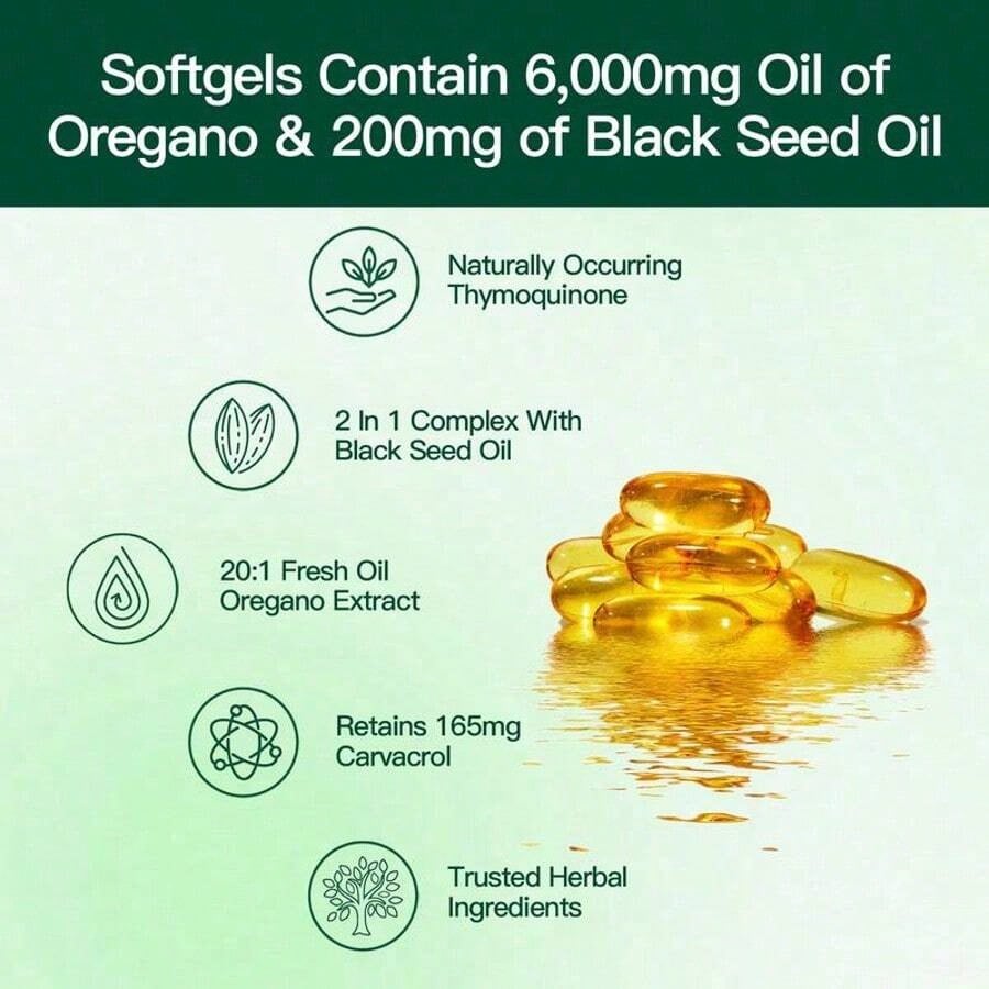 OIL OF OREGANO--WITH BLACK SEED OIL | 6,200mg Per Serving Herbal Equivalent** | Ultra High Carvacrol &Thymoquinone | 300 Softgels Dietary Supplement