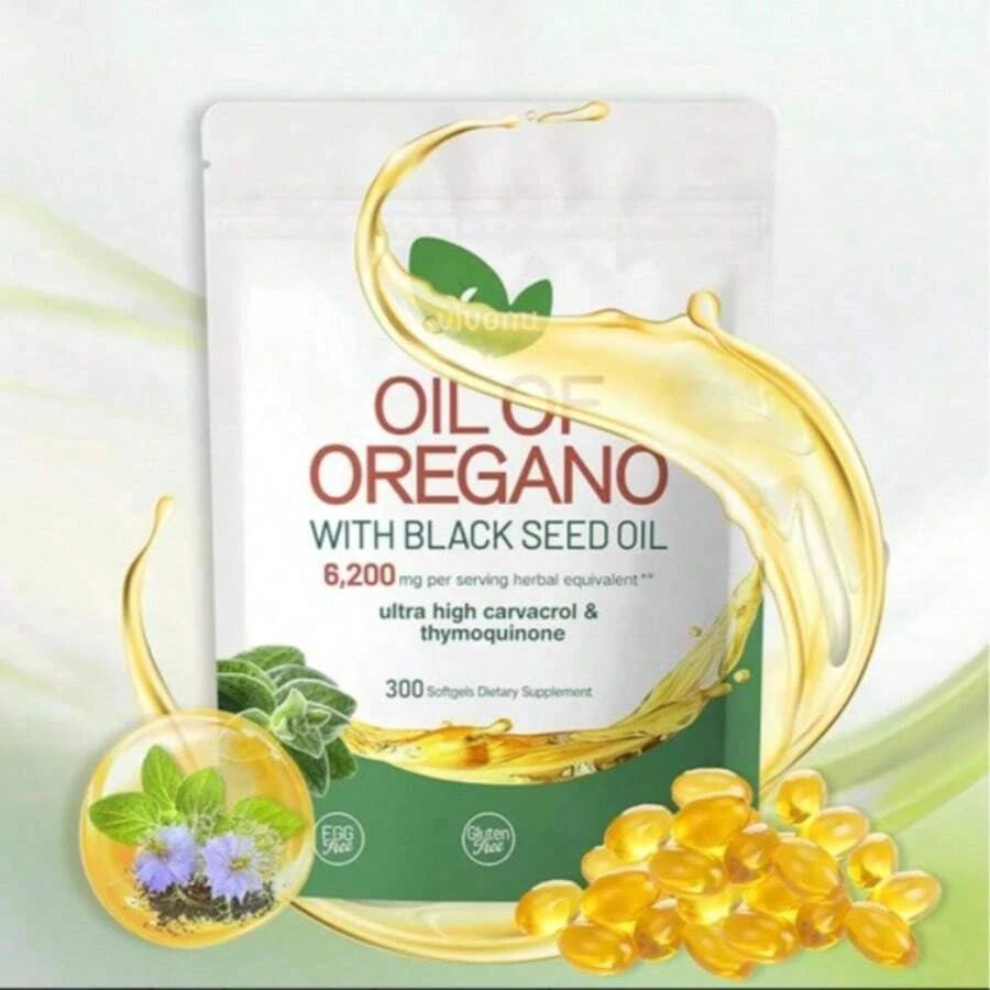 Oil Of Oregano With Black Seed Oil Softgels, Carvacrol + Thymoquinone, 2-In-1 Herbal Softgels, 60 Count